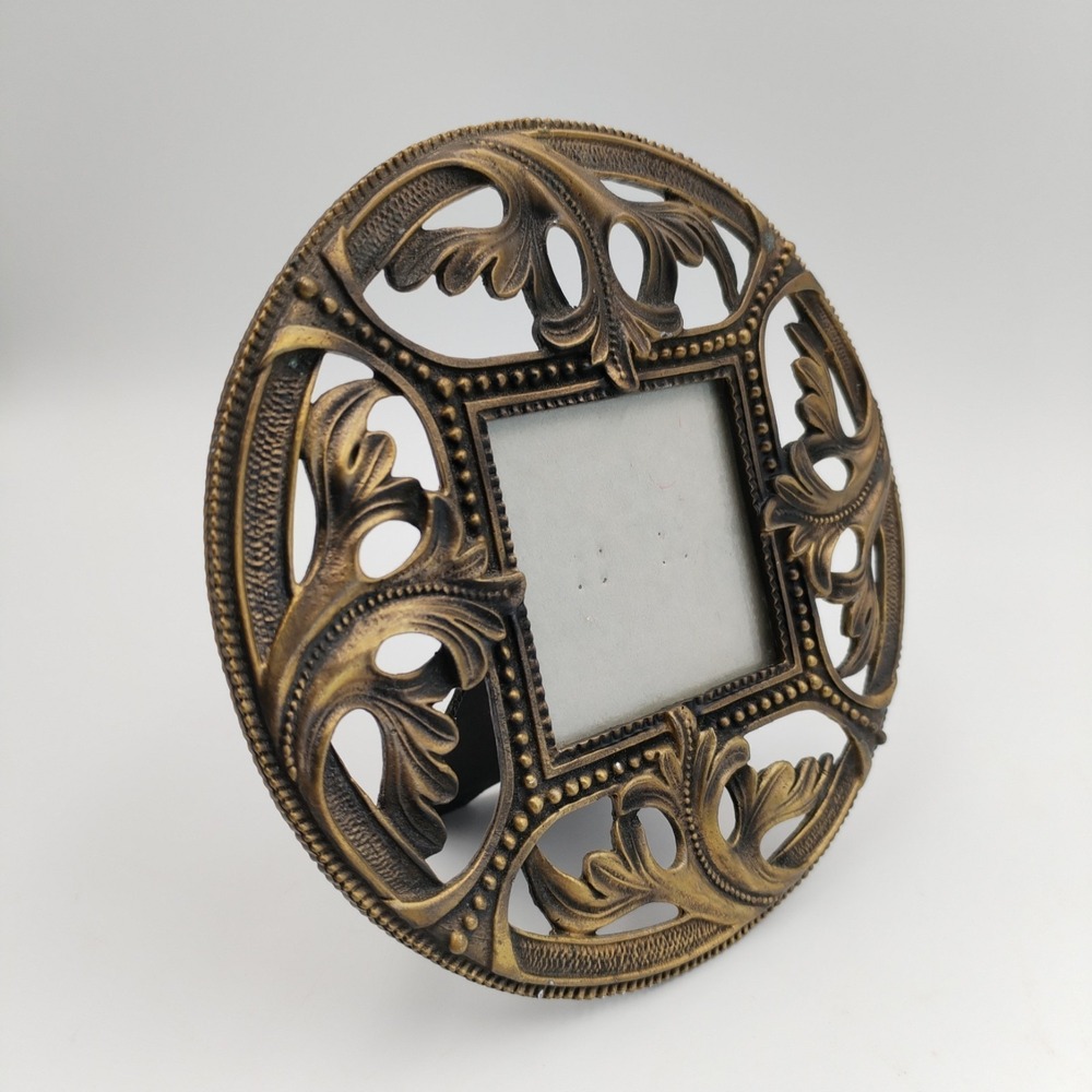 Vintage Style Filigree Bronze Metal Tabletop Photo Frame Grandmillennial 5.5" - Picture 8 of 10